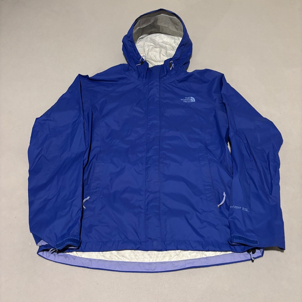 The North Face HyVent 2.5L Rain Jacket Womens Medium Blue Hooded Waterproof Coat